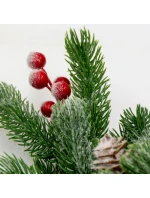 OZDOBNÁ BOROVÁ VĚTEV S JEŘABINAMI A ŠIŠKAMI 60 CM