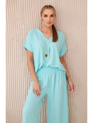 Komplet s náhrdelníkem halenka + kalhoty mincovna Komplet s náhrdelníkem halenka + kalhoty mincovna