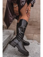 Dámské kozačky z ekologické kůže Černé Oceana
