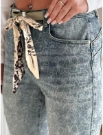 Dámské džínové kalhoty slim fit s páskem FLORAJIN blue FashionStreet UY2463