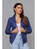 Modrá dámská prošívaná bunda s kapucí (B0123-72) Modrá dámská prošívaná bunda s kapucí (B0123-72)