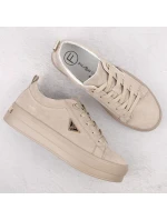 Skórzane zamszowe półbuty na platformie Filippo W PAW315C beżowe