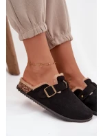 Dámské pantofle s kožešinou s klipem Černé Sylisse