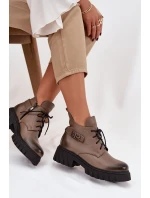 Zazoo 60483 Dámské Kožené Kotníkové Boty S Nízkým Zatepleným Svrškem Béžové