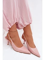 Dámské sandály z umělé kůže na podpatku Růžové Jelissey