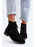 S.Barski dámské kotníkové boty se vzorem, černé