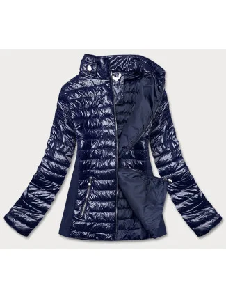 Tmavě modrá dámská lesklá bunda (7210-99) Tmavě modrá dámská lesklá bunda (7210-99)