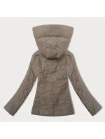 Tenká béžová dámská prošívaná bunda s kapucí J Style (16M9250-62)