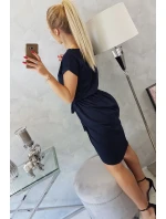 Šaty s obálkovým spodním dílem v tmavě modré barvě