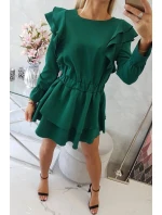 Šaty se svislými volány tmavě zelené