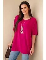 Halenka oversize s přívěskem tmavě fialová Halenka oversize s přívěskem tmavě fialová