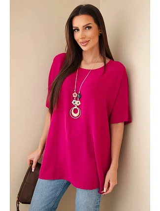 Halenka oversize s přívěskem tmavě fialová Halenka oversize s přívěskem tmavě fialová