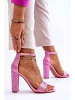 Dámské sandály na vysokém podpatku se zirkony Růžové Idealistic