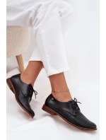 Dámské kožené elegantní šněrovací polobotky Zazoo 4238 Černé