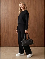 Dámský pletený komplet se širokými kalhotami, černý, FashionStreet AY1225 Dámský pletený komplet se širokými kalhotami, černý, FashionStreet AY1225