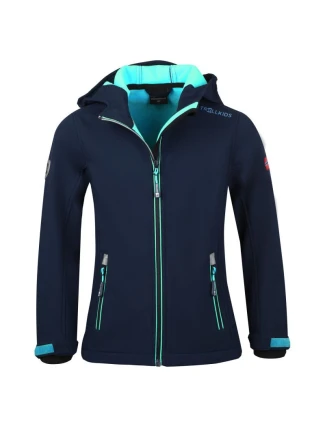 TrollKids Dívčí softshellová bunda Trollfjord Jacket navy/mint navy blue (175-132)