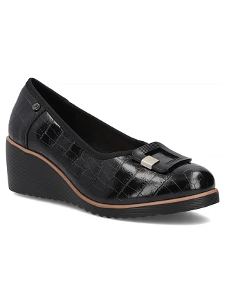 Černé kožené lodičky Filippo DP7661/26 BK na podpatku