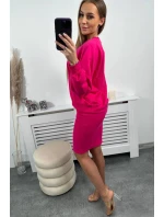 Souprava halenka + pruhované šaty fuchsiová
