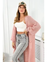 Svetr dlouhý kardigan pudrově růžová Svetr dlouhý kardigan pudrově růžová
