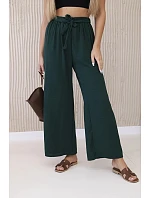 Kalhoty s širokým pasem tmavě zelená Kalhoty s širokým pasem tmavě zelená