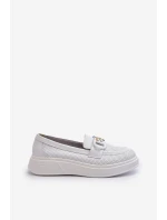 Dámské kožené mokasíny na platformě bílé S.Barski LR720