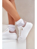Dámské Sneakersy Na Platformě Eko Kůže Bílé Lelandine