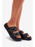 Kožené Dámské Sandály S Ozdobnými Přezkami Big Star RR274658 Černé