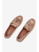 Dámské mokasíny s plochou podrážkou a třásněmi Béžové Marilisse
