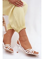 Dámské sandály na podpatku s pásky bílé Velivelle