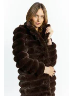 Dámský kabát prošívaný COT0590-017 Tmavě hnědý - Monnari Dámský kabát prošívaný COT0590-017 Tmavě hnědý - Monnari