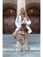 Nazouvací dámské kozačky na podpatku se zlatými ozdobami béžové Thaliane Nazouvací dámské kozačky na podpatku se zlatými ozdobami béžové Thaliane