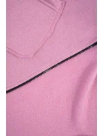 Zateplená mikina s prodlouženými zády a kapsami tmavě růžová