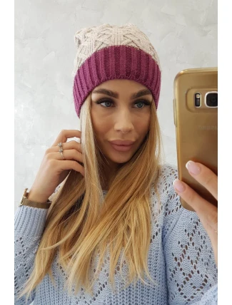 Bibiana fleecová čepice K264 tmavě fialová+světle béžová Bibiana fleecová čepice K264 tmavě fialová+světle béžová