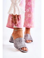 Kožené dámské pantofle na vysokém podpatku Zebra šedá Nessita Kožené dámské pantofle na vysokém podpatku Zebra šedá Nessita