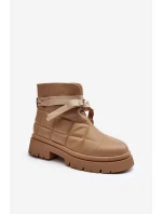 Dámské kotníčkové boty se šitím a šněrováním khaki Bizzanti Dámské kotníčkové boty se šitím a šněrováním khaki Bizzanti