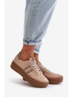 Zazoo N1068S4 Dámské Semišové Sneakersy Na Platformě Leopardí Růžové