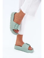 Dámské Pantofle Z Pěny Na Platformě S Přezkou Zelené Viasara