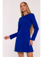 M872 Šaty s obrácenými záhyby - královská modř