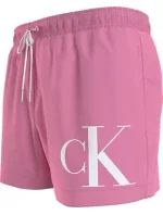 Pánské plavky SHORT DRAWSTRING KM0KM00967 TFZ růžové - Calvin Klein