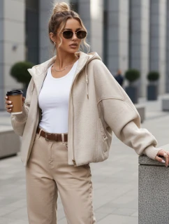 Dámská přechodná bunda s odepínací kapucí béžová FashionStreet TY5639