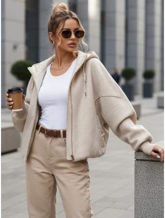 Dámská přechodná bunda s odepínací kapucí béžová FashionStreet TY5639