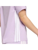 Dámské bavlněné tričko adidas Essentials 3-Stripes světle fialové JX7619