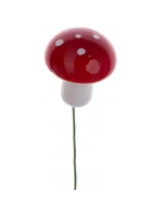 DEKORATIVNÍ FIGURKY HOUBY MUCHOMŮRKY NA DRÁTĚ 9KS