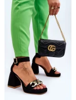 Dámské semišové sandály s masivními podpatky Lewski boty 3207 Černá