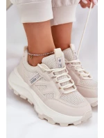 Sportovní boty sneakers dámské na silné podrážce béžové Prononice