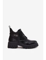 Nízké zateplené dámské kotníkové boty na klínku s ozdobným páskem Černé Therisse