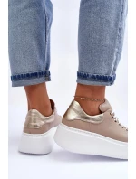 Dámská kožená sportovní obuv na platformě Beige Lemar Dámská kožená sportovní obuv na platformě Beige Lemar