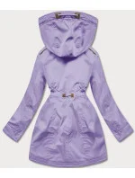 Dámská zimní bunda parka ve vřesové barvě se vsadkami z eko kůže (2M-21A93)