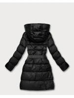 Černá/s panteřím vzorem oboustranná zimní plus size bunda (M6-6008-1)