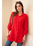 Bavlněná mušelínová košile Plus Size světle bordová Bavlněná mušelínová košile Plus Size světle bordová